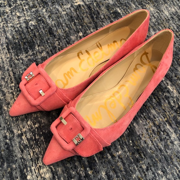 HP! Sam Edelman Pointed Toe Flats in Pink Suede - Picture 4 of 6